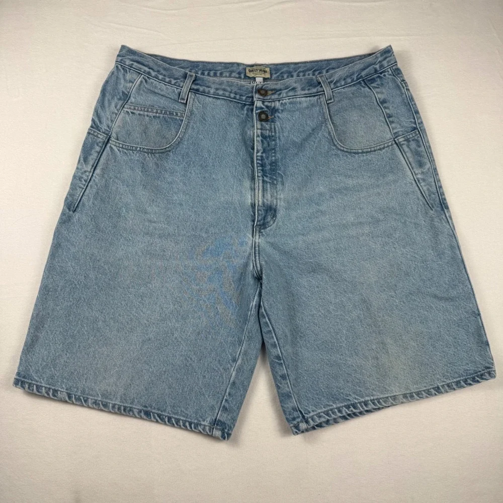 Guess Jeans Vintage Denim Shorts 40 Light Wash Baggy 90s Skater Jorts Retro